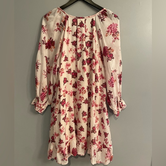 Free People Carmella Mini Floral Boho Cotton Dress Pink Florals - Picture 12 of 16